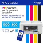 Brother INKvestment 1365 Wireless Color Inkjet All-in-One Printer with Automatic Duplex Printing and 1.8” Color Display | Includes Refresh Subscription Trial(1) (MFC-J1365DW)