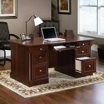 Sauder Palladia Executive Desk, L: 65.12" x W: 29.53" x H: 29.61", Select Cherry