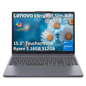 Lenovo IdeaPad Slim 3 Touchscreen Laptop (15.3" FHD+, AMD Ryzen 5 8540U (> Intel i7-1355U), 16GB RAM, 512GB SSD) for Business, Home, 1080p IR Webcam, Backlit, 14-Hr Battery Life, Wi-Fi 6, Win 11 Pro