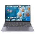 Lenovo IdeaPad Slim 3 Touchscreen Laptop (15.3" FHD+, AMD Ryzen 5 8540U (> Intel i7-1355U), 16GB RAM, 512GB SSD) for Business, Home, 1080p IR Webcam, Backlit, 14-Hr Battery Life, Wi-Fi 6, Win 11 Pro