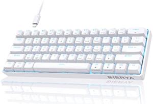 DIERYA 60% Mechanical Keyboard, DK61se Wired Gaming Keyboard with Red Switches, LED Backlit Ultra-Compact 61 Keys Mini Office Keyboard for Windows Laptop PC Gamer Typist（White）