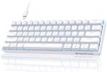 DIERYA 60% Mechanical Keyboard, DK61se Wired Gaming Keyboard with Red Switches, LED Backlit Ultra-Compact 61 Keys Mini Office Keyboard for Windows Laptop PC Gamer Typist（White）