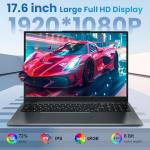 jumper 17.6 Inch Laptop, 1 Year Office 365, Laptop Computer with 16GB RAM, 512GB SSD+128GB Storage, Windows 11 Laptop, Celeron N95 Processor, 100% sRGB FHD Display, WiFi6, BT5.2, Backlit Keyboard