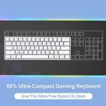 DIERYA 60% Mechanical Keyboard, DK61se Wired Gaming Keyboard with Red Switches, LED Backlit Ultra-Compact 61 Keys Mini Office Keyboard for Windows Laptop PC Gamer Typist（White）