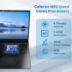 jumper 17.6 Inch Laptop, 1 Year Office 365, Laptop Computer with 16GB RAM, 512GB SSD+128GB Storage, Windows 11 Laptop, Celeron N95 Processor, 100% sRGB FHD Display, WiFi6, BT5.2, Backlit Keyboard