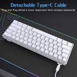 DIERYA 60% Mechanical Keyboard, DK61se Wired Gaming Keyboard with Red Switches, LED Backlit Ultra-Compact 61 Keys Mini Office Keyboard for Windows Laptop PC Gamer Typist（White）