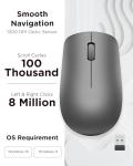 Lenovo 530 Full Size Wireless Computer Mouse for PC, Laptop, Computer with Windows - 2.4 GHz Nano USB Receiver - Ambidextrous Design - 12 Months Battery Life - Graphite Grey