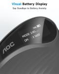 AOC 2.4GHz Ergonomic Mouse, Wireless Bluetooth Vertical Mouse for Work, 4800 DPI Optical Tracking, 5 Adjustable DPI, Quiet Clicks, RGB Light, Compatible with Computer, Laptop, PC, Mac, Desktop - Gray