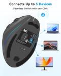 AOC 2.4GHz Ergonomic Mouse, Wireless Bluetooth Vertical Mouse for Work, 4800 DPI Optical Tracking, 5 Adjustable DPI, Quiet Clicks, RGB Light, Compatible with Computer, Laptop, PC, Mac, Desktop - Gray