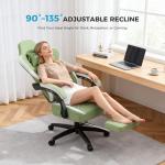 Dowinx Gaming Chair Breathable Fabric Game Chair with Gel Pad and Storage Bag, Comfortable Gamer Chair with Pocket Spring Cushion, Ergonomic Computer Chair with Footrest, Green