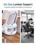 Ergonomic Mesh Office Chair for Home Office, Flip-Up Arms, Breathable Mesh Back & Thick Seat Cushion, Swivel Rolling Computer Desk Chair – BIFMA Certified, Supports 300 lbs (White Frame/Beige Seat)