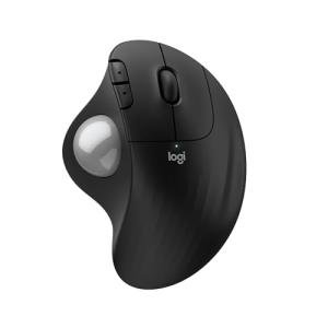Logitech Ergo M575S Wireless Trackball Mouse, Wireless Ergonomic Mouse with Bluetooth and Encrypted Dongle, Comfortable Thumb Control, Precise and Smooth Tracking, for PC/Mac - Black Silver Ball