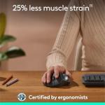 Logitech Ergo M575S Wireless Trackball Mouse, Wireless Ergonomic Mouse with Bluetooth and Encrypted Dongle, Comfortable Thumb Control, Precise and Smooth Tracking, for PC/Mac - Black Silver Ball