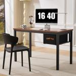 Ingdgnoso Computer Desk with Drawer, 47 Inch Home Office Work Desks, Modern Writing Study PC Desk Gaming Table for Small Place Bedroom, Thickened Tabletop and Stable Metal Frame Leg（Rustic Brown）