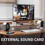 IBALL·BOX Computer Speakers for Desktop PC, Gaming PC Speakers for Desktop – USB-C, Bluetooth 5.3, 3.5mm AUX, AC Powered External Audio with Rich Stereo bass, Laptop/Mac, RGB Lights, White, 30W