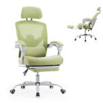 Sweetcrispy Office Computer Desk Chair, Ergonomic High-Back Mesh Rolling Work Swivel Chairs with Wheels, Comfortable Lumbar Support, Comfy Arms for Home, Bedroom, Study, Student, Green