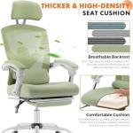 Sweetcrispy Office Computer Desk Chair, Ergonomic High-Back Mesh Rolling Work Swivel Chairs with Wheels, Comfortable Lumbar Support, Comfy Arms for Home, Bedroom, Study, Student, Green
