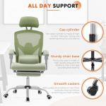 Sweetcrispy Office Computer Desk Chair, Ergonomic High-Back Mesh Rolling Work Swivel Chairs with Wheels, Comfortable Lumbar Support, Comfy Arms for Home, Bedroom, Study, Student, Green