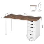 Tribesigns Computer Desk with 5 Drawers, 47 inches Rustic Brown Home Office Desk with Storage, Modern Simple Laptop Desk Study Writing Table for Small Spaces (Reversible Drawer Cabinet)