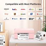 JADENS Bluetooth Thermal Label Printer 4x6, Pink Wireless Shipping Label Printer for Small Business & Packages, Compatible with iOS, Android, Mac, Windows, Amazon, Etsy, Ebay, Shopify