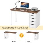 Tribesigns Computer Desk with 5 Drawers, 47 inches Rustic Brown Home Office Desk with Storage, Modern Simple Laptop Desk Study Writing Table for Small Spaces (Reversible Drawer Cabinet)