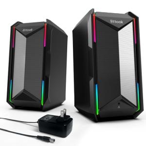 LITTOAK Computer Speakers for Music and Gaming, DC Adapter Powered Speakers for Desktop PC or Laptop, Bluetooth 5.3 Desktop Speaker, 10 RGB Modes, 3.5mm Aux in, Headphone Port, Type-c Port, 30W, 3 EQ