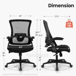 NEO CHAIR High Back Mesh Office Chair with Adjustable Height Ergonomic Design Executive Lumbar Support Padded Flip-up Armrests and Swivel Function for Home Office Gaming Computer Desk (Black)