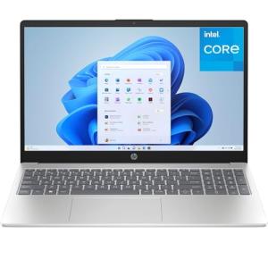 HP Laptop Computer, 15.6“ FHD Display, Intel 4-Core Processor, 16GB DDR4 RAM, 256GB PCIe SSD, WiFi 6, Bluetooth 5.3, USB-C, HDMI, Webcam, Numeric Keypad, Natural Silver, Windows 11 Home