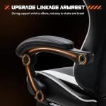 Sweetcrispy Video Game Desk Chair - Ergonomic Computer with Footrest and Comfy Lumbar Support, PU Leather Recliner with Headrest, Fixed Up Armrest, Height Adjustable with 360° Swivel, White, Adults