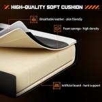 Sweetcrispy Video Game Desk Chair - Ergonomic Computer with Footrest and Comfy Lumbar Support, PU Leather Recliner with Headrest, Fixed Up Armrest, Height Adjustable with 360° Swivel, White, Adults