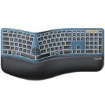 ProtoArc Backlit Bluetooth Ergonomic Keyboard, EK01 Plus Full Size Wireless Split Keyboard with Dual Bluetooth and USB, Cushioned Wrist Rest, Rechargeable, Compatible with Windows/Mac/Android, Blue