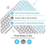 RK ROYAL KLUDGE RK61 Wireless 60% Mechanical Gaming Keyboard, Ultra-Compact 60 Keys Bluetooth Mechanical Keyboard with Programmable Software (Blue Switch, White)