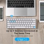 RK ROYAL KLUDGE RK61 Wireless 60% Mechanical Gaming Keyboard, Ultra-Compact 60 Keys Bluetooth Mechanical Keyboard with Programmable Software (Blue Switch, White)