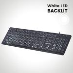 Perixx PERIBOARD-317 Wired Backlit USB Keyboard, Big Print Letter with White Illuminated LED, US English Layout,Black