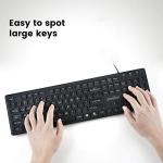 Perixx PERIBOARD-317 Wired Backlit USB Keyboard, Big Print Letter with White Illuminated LED, US English Layout,Black