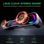 Black Shark Bluetooth Computer Speakers for Desktop, Dynamic Multi-Layer RGB Lighting Gaming PC Speaker with Deep Bass, USB C/USB Powered Sound-bar for Computer Desktop PC Monitor Laptop (BS-SP1)