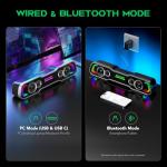 Black Shark Bluetooth Computer Speakers for Desktop, Dynamic Multi-Layer RGB Lighting Gaming PC Speaker with Deep Bass, USB C/USB Powered Sound-bar for Computer Desktop PC Monitor Laptop (BS-SP1)