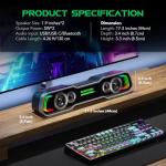Black Shark Bluetooth Computer Speakers for Desktop, Dynamic Multi-Layer RGB Lighting Gaming PC Speaker with Deep Bass, USB C/USB Powered Sound-bar for Computer Desktop PC Monitor Laptop (BS-SP1)