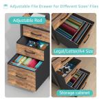 Lufeiya Computer Desk with Fabric File Drawers Cabinet, 47 Inch Reversible Home Office Desks with Filing Cabinet for Small Space, Study Writing Table PC Desks, Rustic Brown