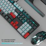 MageGee Mechanical Gaming Keyboard, New Upgraded 104 Keys Blue Backlit Keyboards with Blue Switches, USB Wired Mechanical Computer Keyboard for Laptop, Desktop, PC Gamers(Black & Gray)