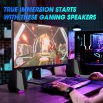 BESTISAN Computer Gaming Speakers for Desktop PC - 30W Powered Monitor Speakers with Bluetooth/AUX/Type-C Connections, 6 Colorful Lights, Compatible with Monitor, Gaming Setup & Laptop