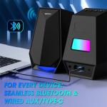 BESTISAN Computer Gaming Speakers for Desktop PC - 30W Powered Monitor Speakers with Bluetooth/AUX/Type-C Connections, 6 Colorful Lights, Compatible with Monitor, Gaming Setup & Laptop