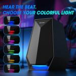 BESTISAN Computer Gaming Speakers for Desktop PC - 30W Powered Monitor Speakers with Bluetooth/AUX/Type-C Connections, 6 Colorful Lights, Compatible with Monitor, Gaming Setup & Laptop