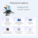 ASUS Vivobook 16 Flip Laptop, Copilot+ PC, 16” OLED 3K 120Hz Touch Display, Intel® Core™ Ultra 7 256V, Intel® Arc™ Graphics, 16GB Memory, 512GB SSD, Matte Gray, TP3607SA-DS74T