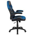 Flash Furniture X10 High-Back LeatherSoft Racing Style Gaming Chair with Flip-Up Arms, Ergonomic Padded Swivel Computer Chair, Blue/Black
