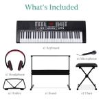 Best Choice Products 61-Key Electronic Keyboard Piano Portable Electric Keyboard Complete Beginner Set w/LED Screen, Stand, Bench, Headphones - Black