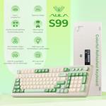 AULA S99 Gaming Keyboard, Wireless Computer Keyboards, Tri-Mode Bluetooth/2.4GHz/USB-C Custom Creamy Keyboard with Number Pad, RGB Backlit Media Knob Cute Programmable Keyboard for PC Gamer - Green
