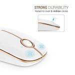 VssoPlor Wireless Mouse, 2.4G Slim Portable Computer Laptop Mouse with Nano Receiver Quiet Silent Optical Mice for Notebook, PC, Laptop, Computer-White and Gold