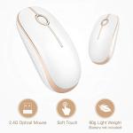 VssoPlor Wireless Mouse, 2.4G Slim Portable Computer Laptop Mouse with Nano Receiver Quiet Silent Optical Mice for Notebook, PC, Laptop, Computer-White and Gold
