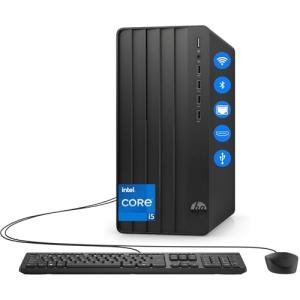 HP Desktop Computers Tower PC for Home Business Student, Intel 6-Core i5-12500, 8GB DDR4 RAM, 512GB PCIe SSD, WiFi, Bluetooth, RJ-45, Keyboard and Mouse, Windows 11 Home